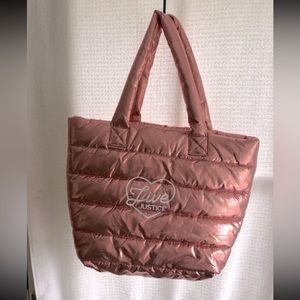 Justice Pink Rose Gold Puffer Tote Bag - 16" x 18"